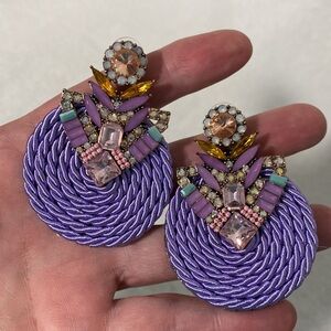 STUNNING 🔥🔥🔥 Vintage 80’s Purple Jeweled Earrings  Oh SO Valley Girl Chic 🥰